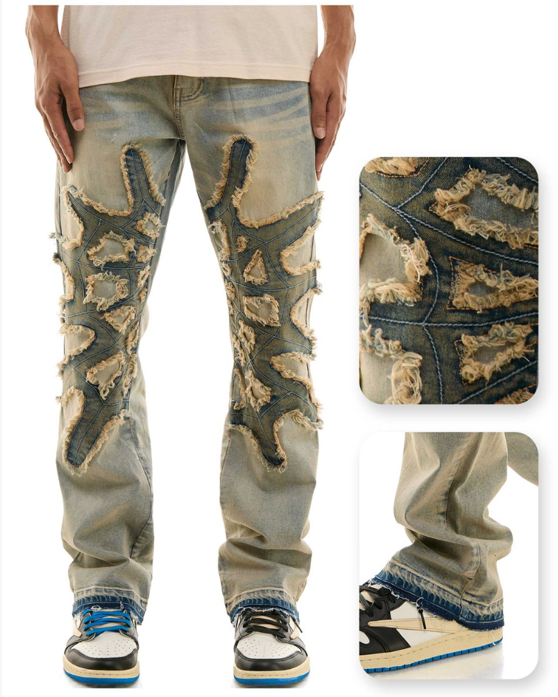 Spider Web Slim Jeans - Blue