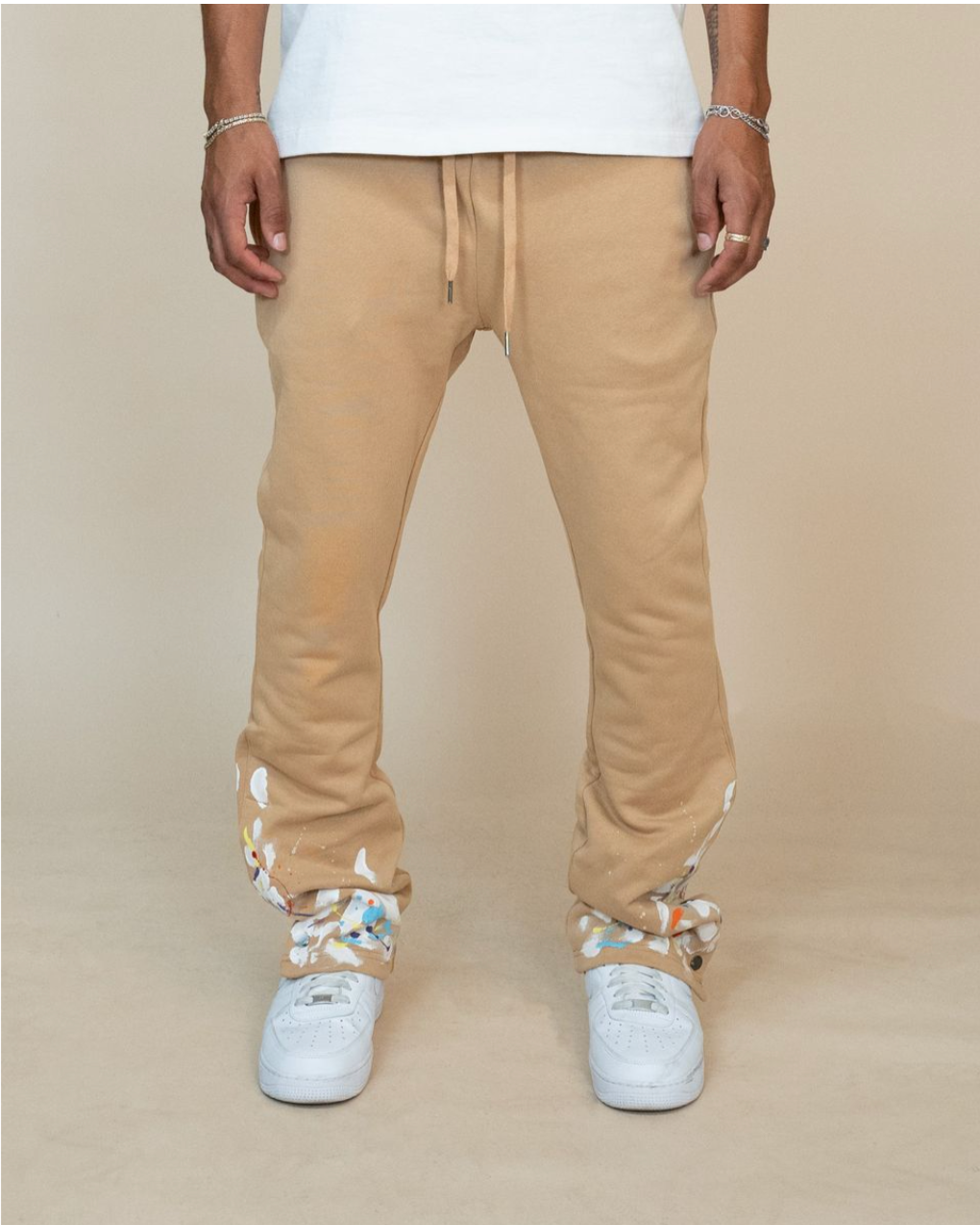 Snap Cargo Flared Pants - Khaki