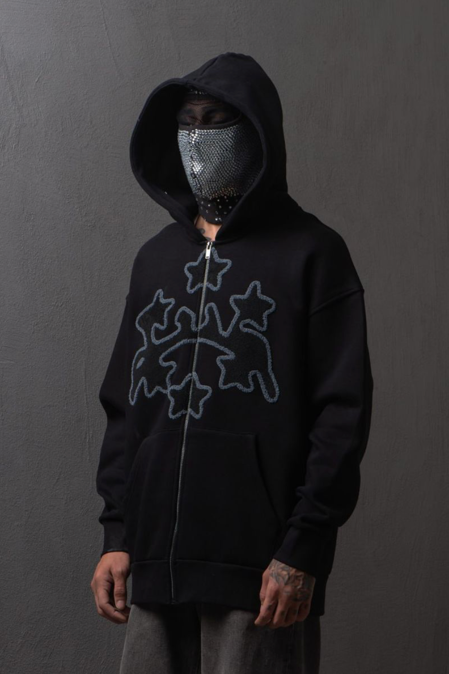 Old Star Zip Hoodie - Black