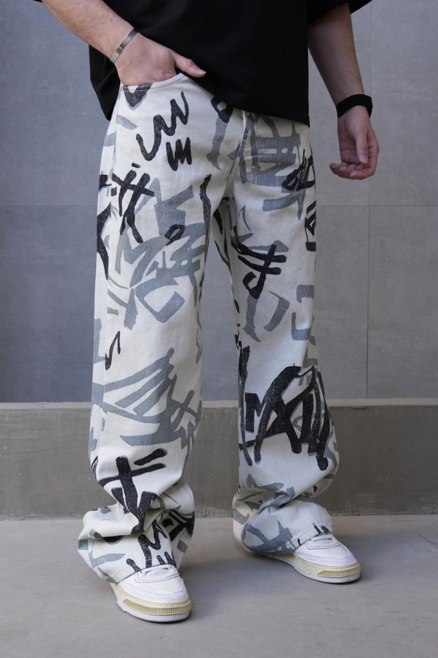 Snake Baggy Jeans - White