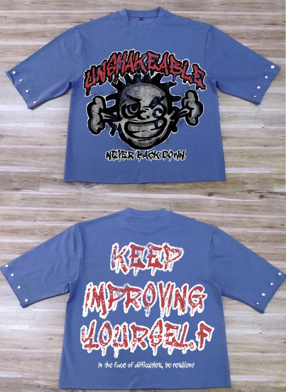 Keep Improving Cropped Tee - Blue