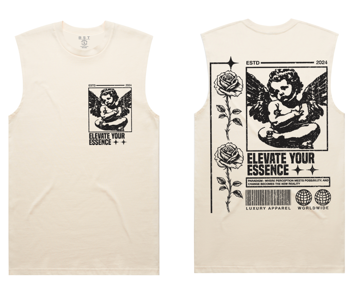 Angel Flower Sleeveless Tee - Cream