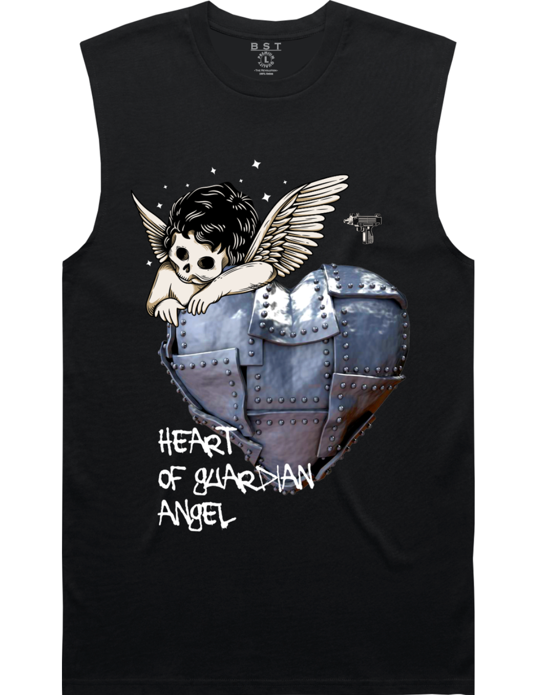 Guardian Angel Sleeveless Tee - Black