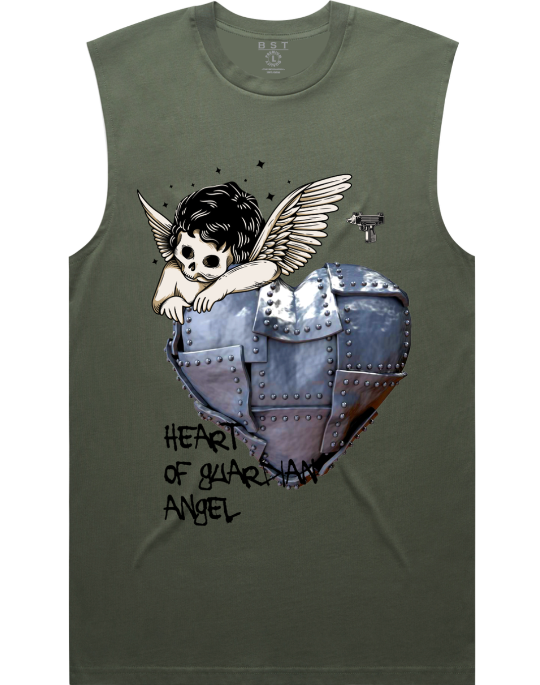 Guardian Angel Sleeveless Tee - Olive
