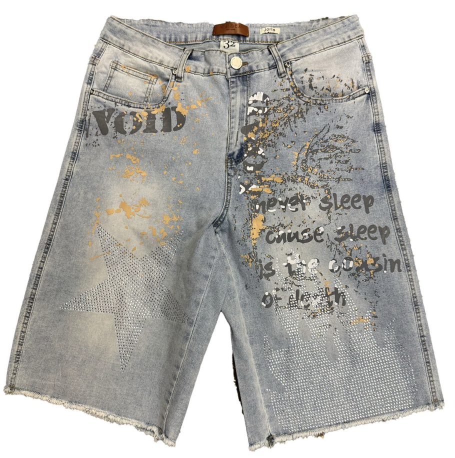 Drop Zone Denim Shorts - Grey Bleach