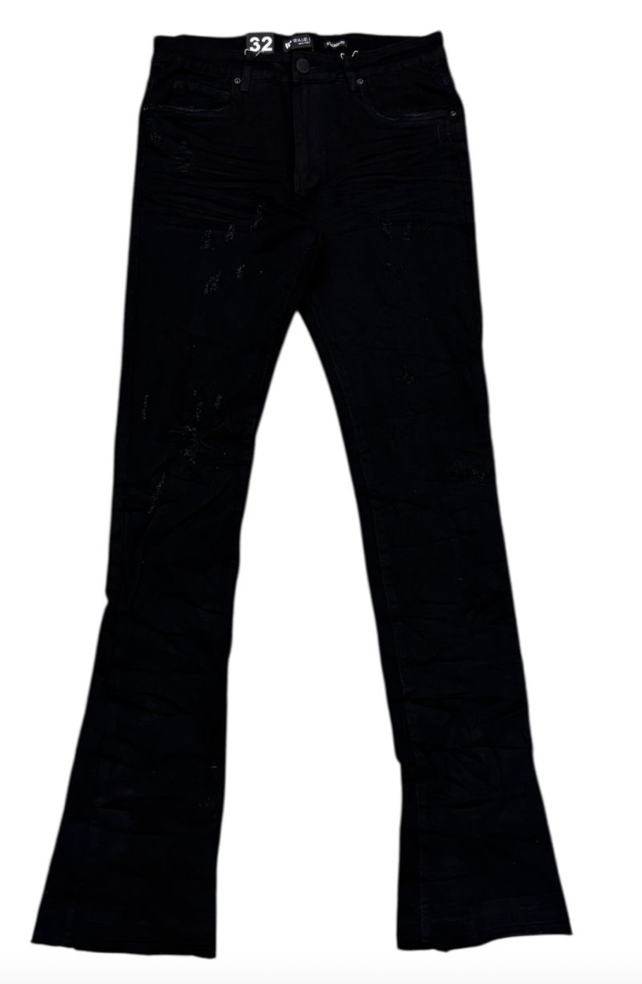 Stacked Flare Denim Jeans - Black