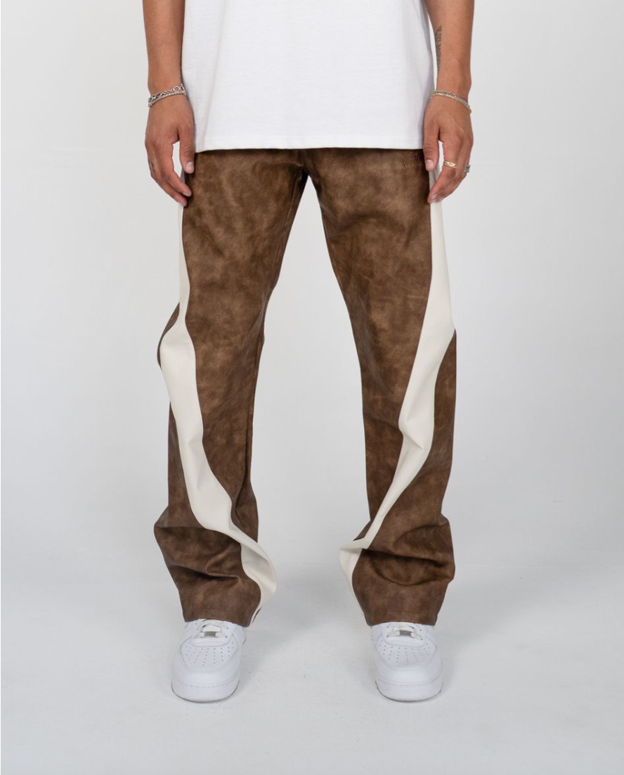 Pu Twisted Pants - Brown