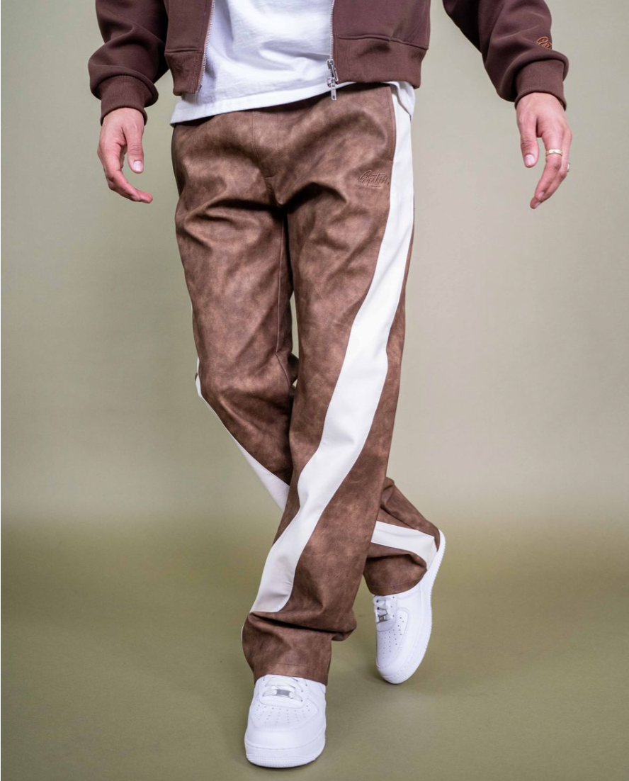 Pu Twisted Pants - Brown
