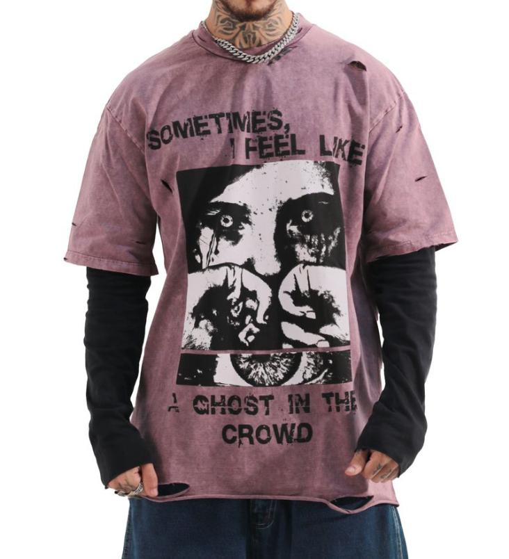 Ghost in the Crowd Graphic Tee - Maroon