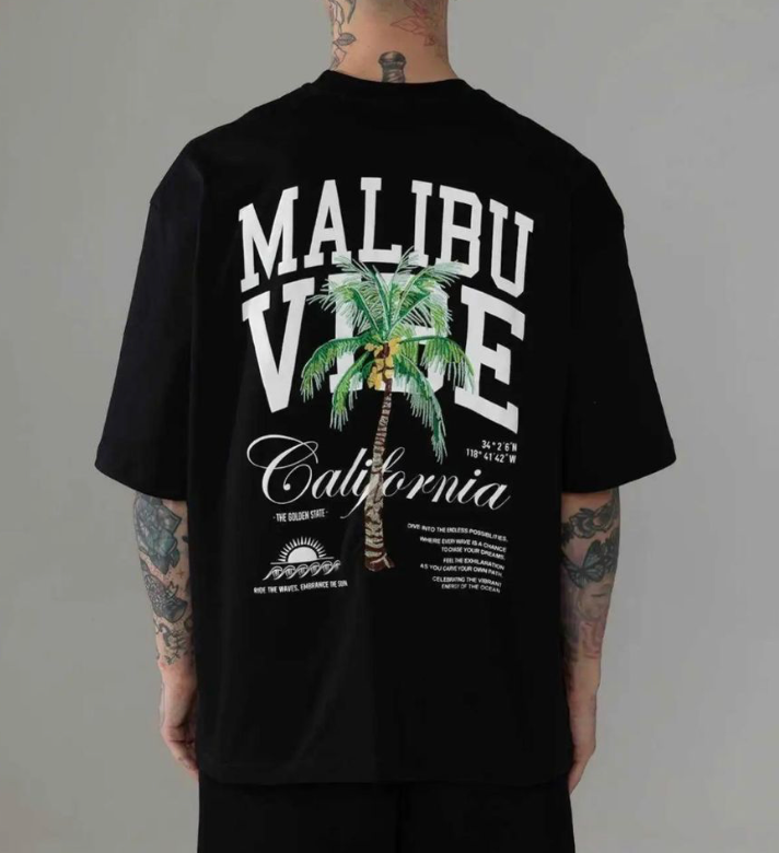 Malibu Vibe Oversized Tee - Black