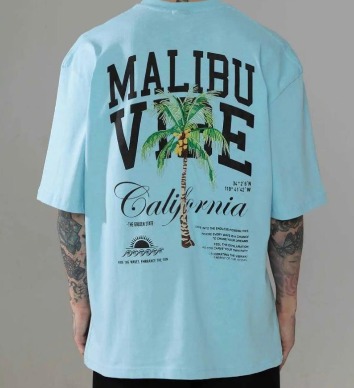Malibu Vibe Oversized Tee - Blue