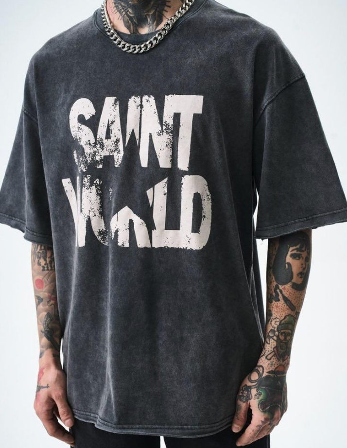 Saint World Oversized Tee - Dark Grey