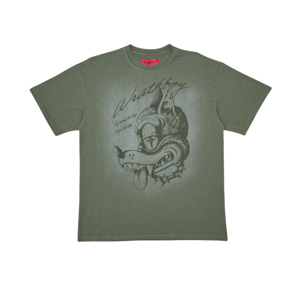 Wolf Head Gothic Tee - Olive