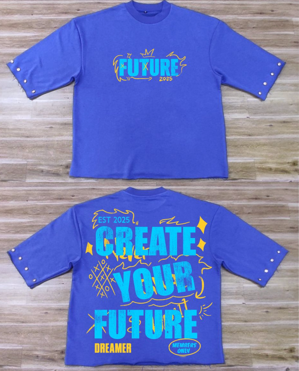 Create Your Future Cropped Tee - Colbalt