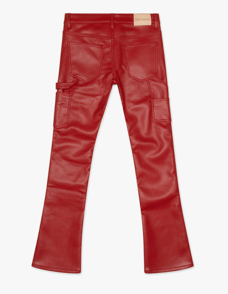 "Cuero" Stacked Pants - Red