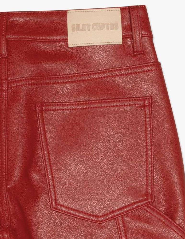 "Cuero" Stacked Pants - Red