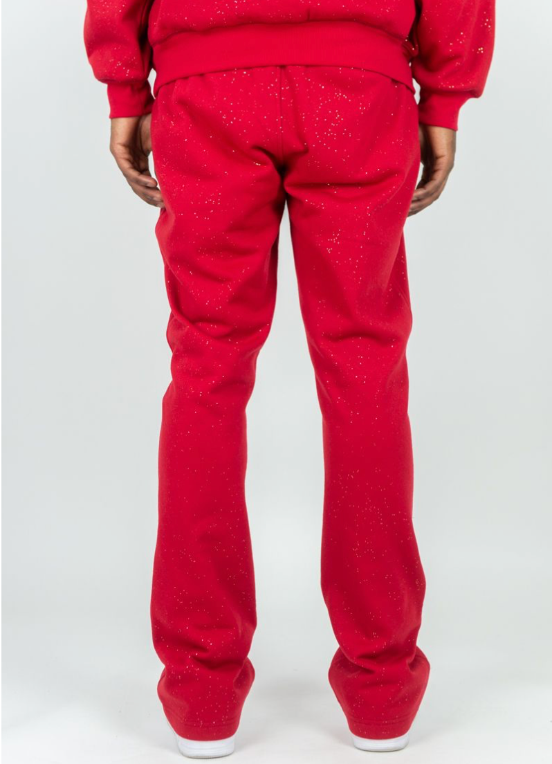 Shiny Fabric Pants w/ Rhinestone String - Red