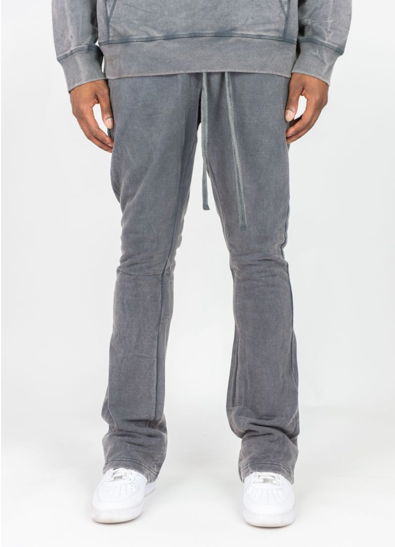 Acid Wash Stacked Pants - Dark Gray