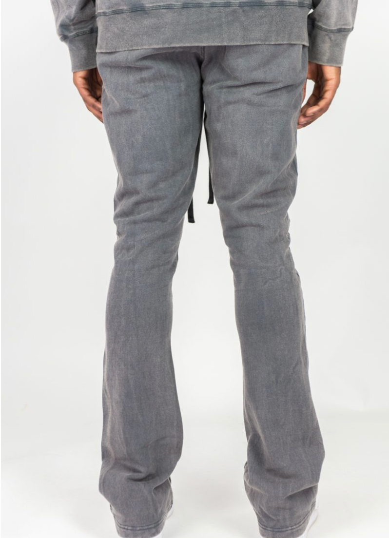 Acid Wash Stacked Pants - Dark Gray