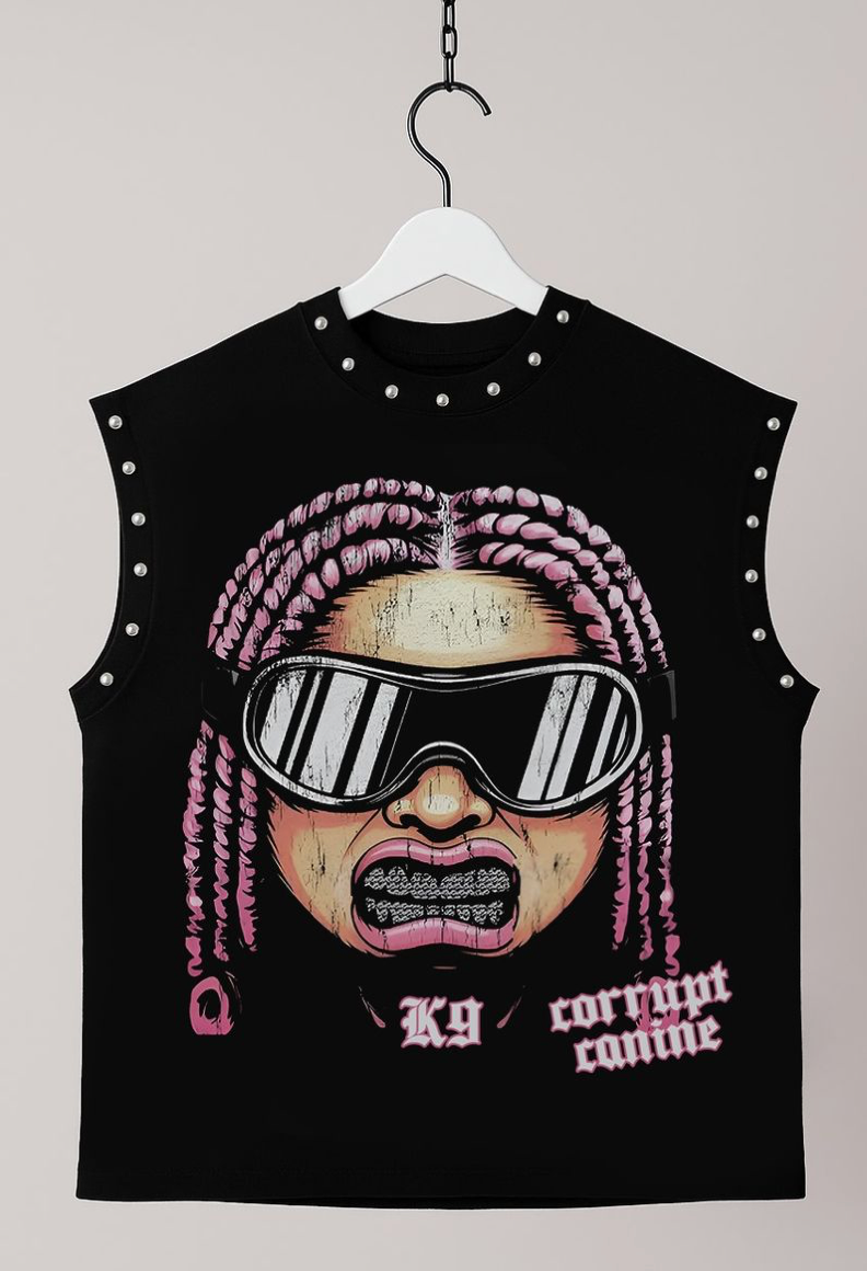 Shiny Teeth Sleeveless Tee - Black