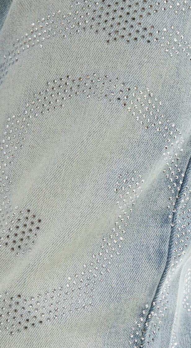 Skinny Flare Rhinestone Jeans - Blue