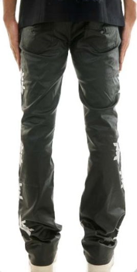 Logo Skinny Flare Stacked Fitted Jeans - Black/Silver