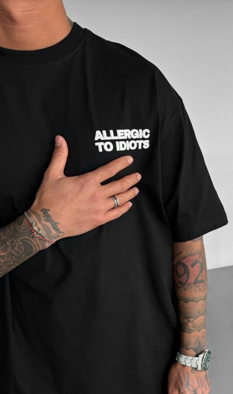 Allergic To Idiots Oversized Tee - Black