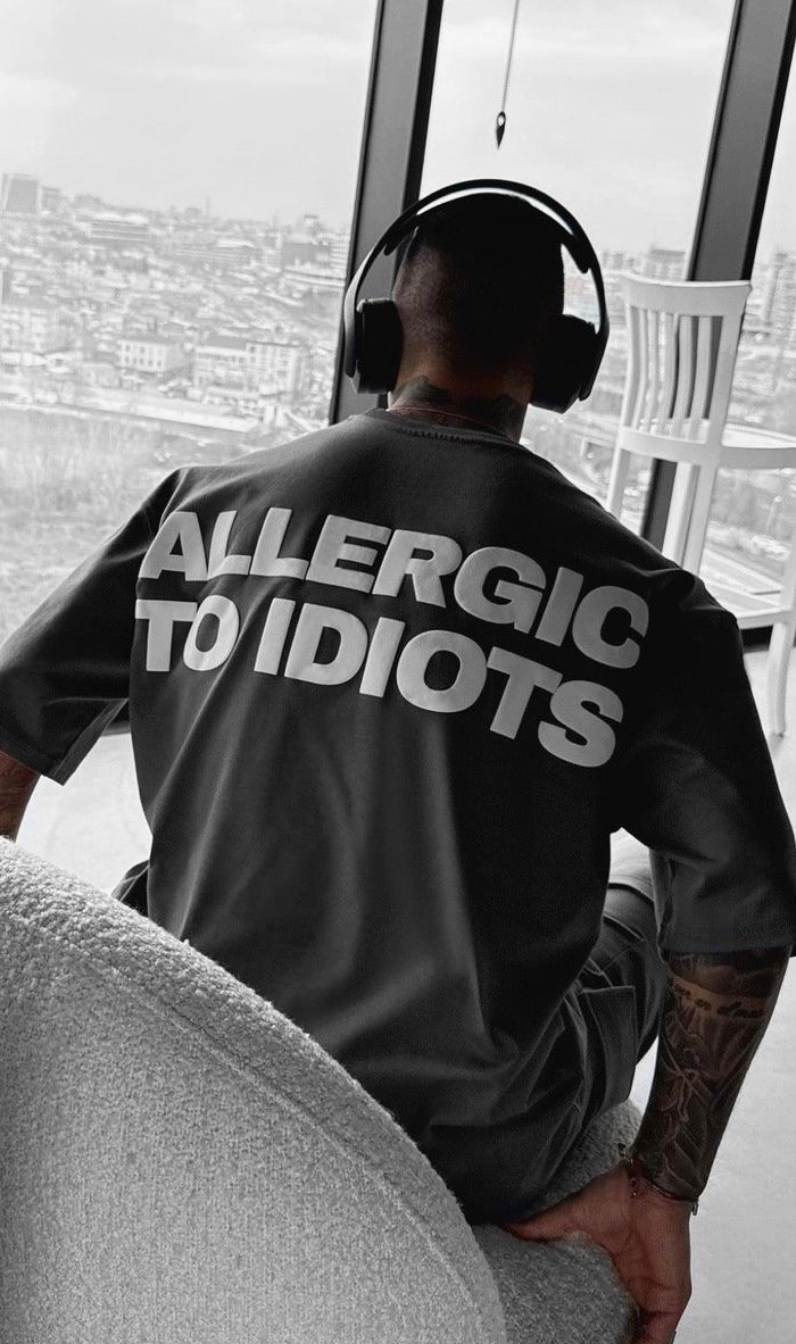 Allergic To Idiots Oversized Tee - Black