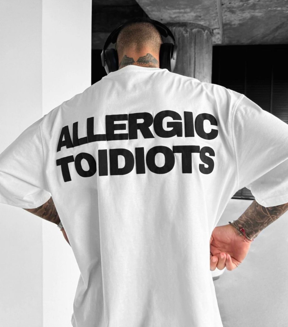 Allergic To Idiots Oversized Tee - White