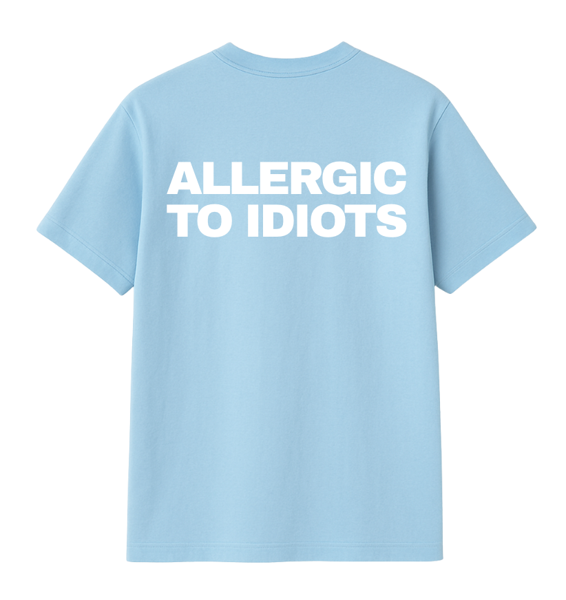 Allergic To Idiots Oversized Tee - Baby Blue
