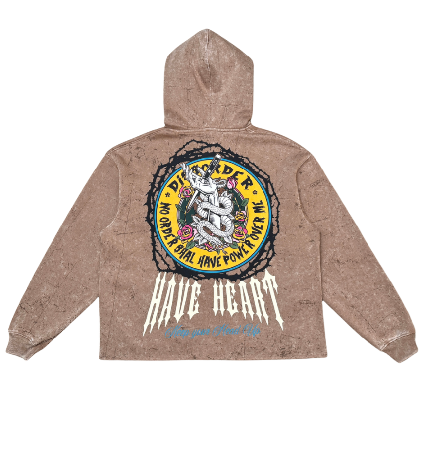 Disorder Zip Crop Hoodie - Umber