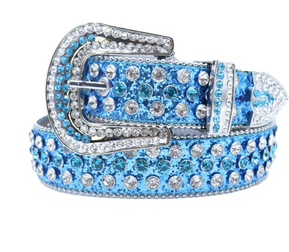 Rhinestone Belt - Blue/Silver