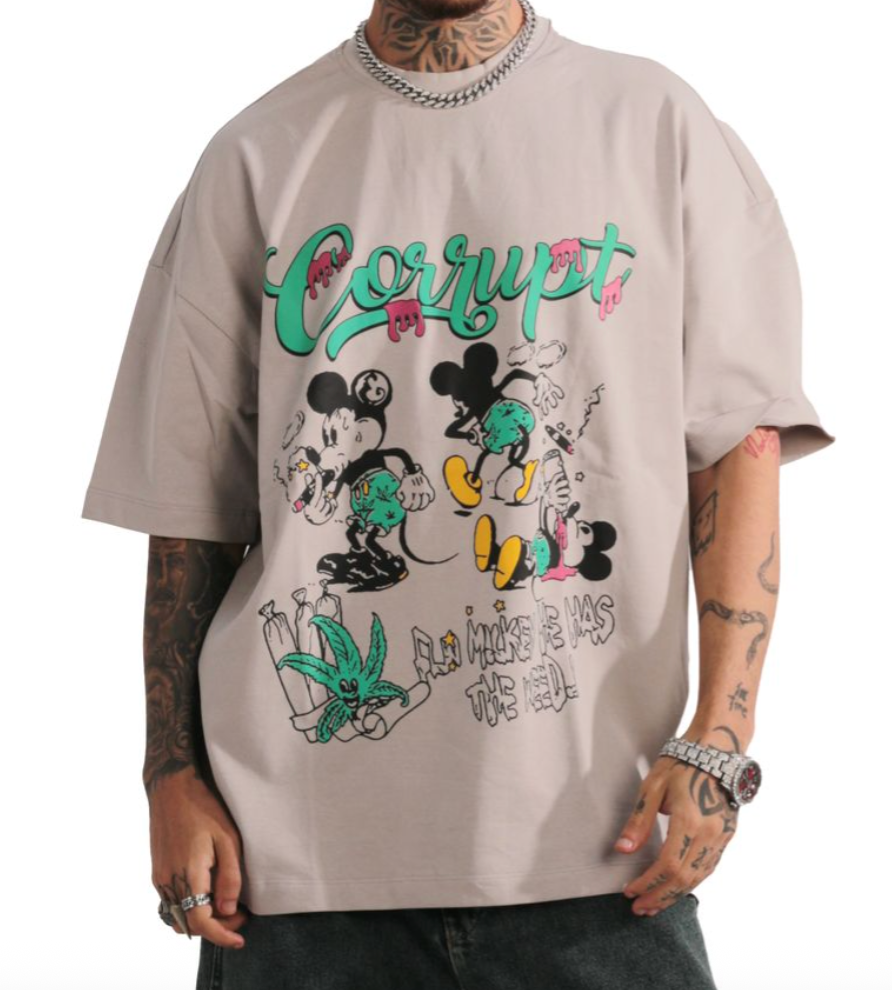 Mickey Graphic Tee - Light Grey