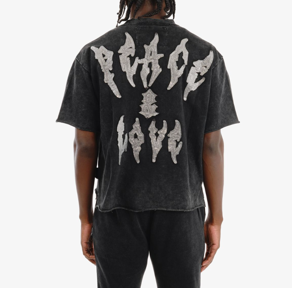 Peace and Love Cropped Tee - Black