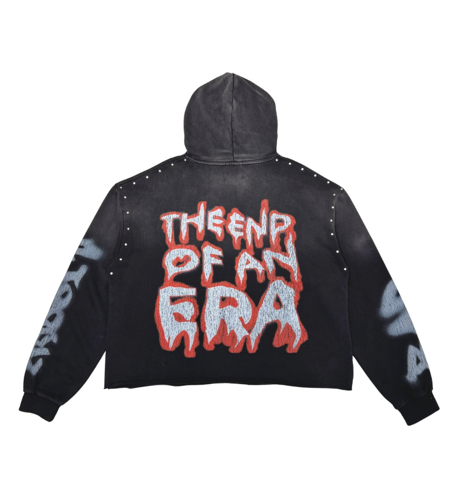 Washed F-Terry Cut Off Hoodie - Black