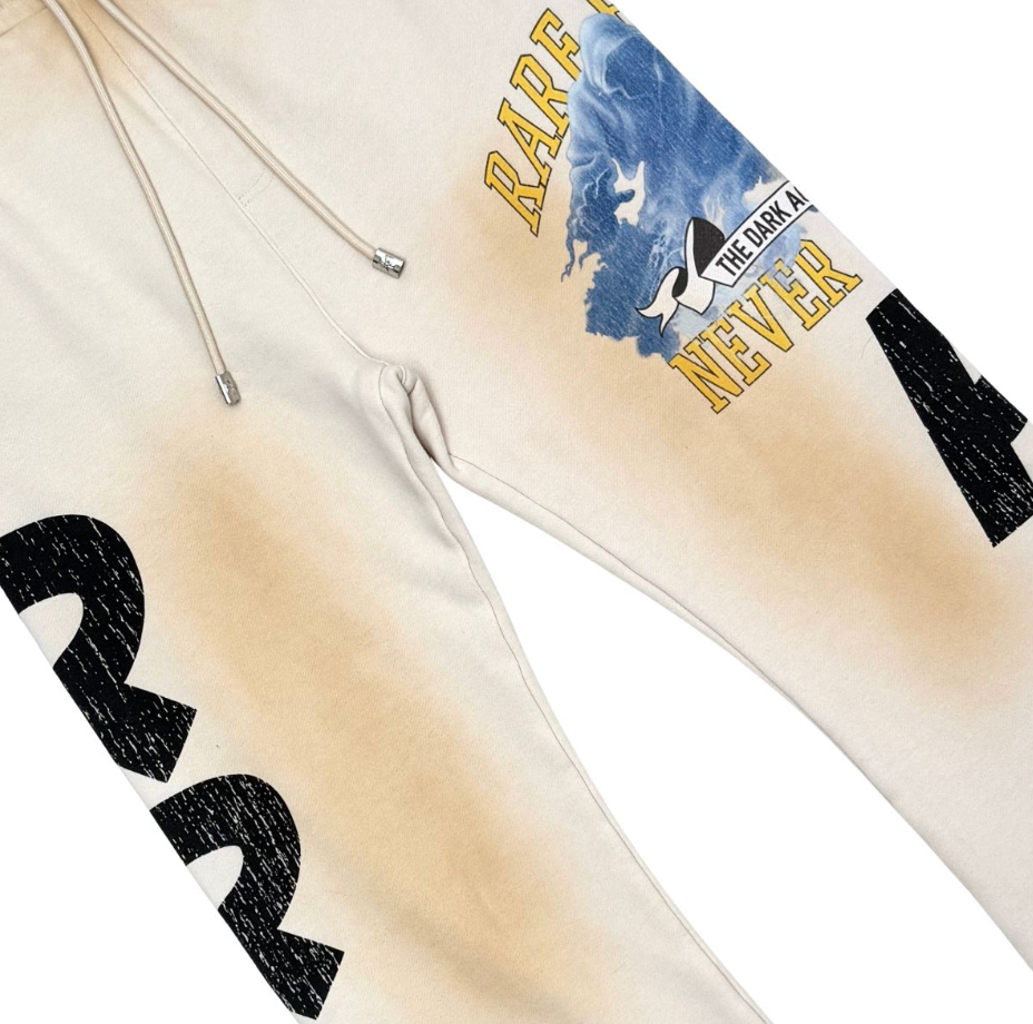 Washed F-Terry Stacked Jogger w/ Side Rhinestones - Cream