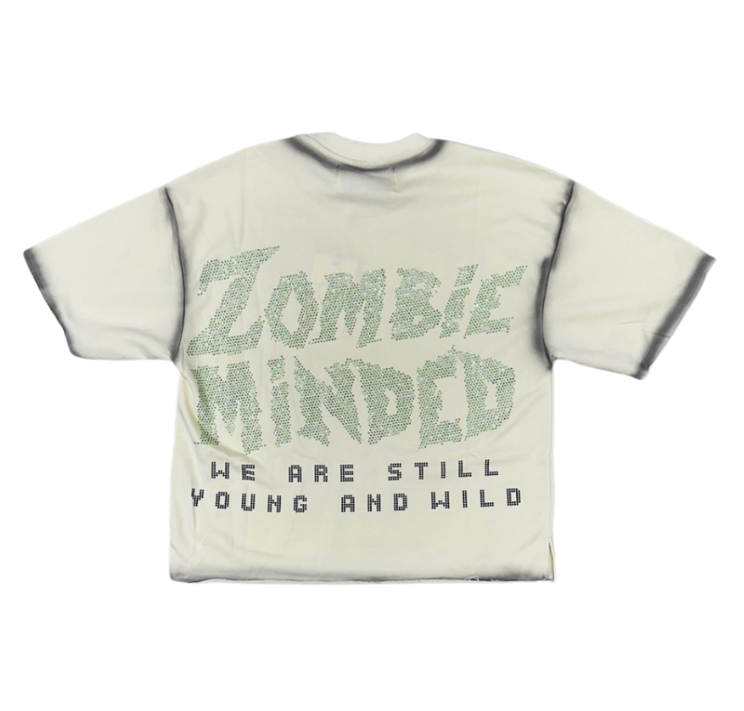 Zombie F-Terry Cropped Tee - Washed Off White
