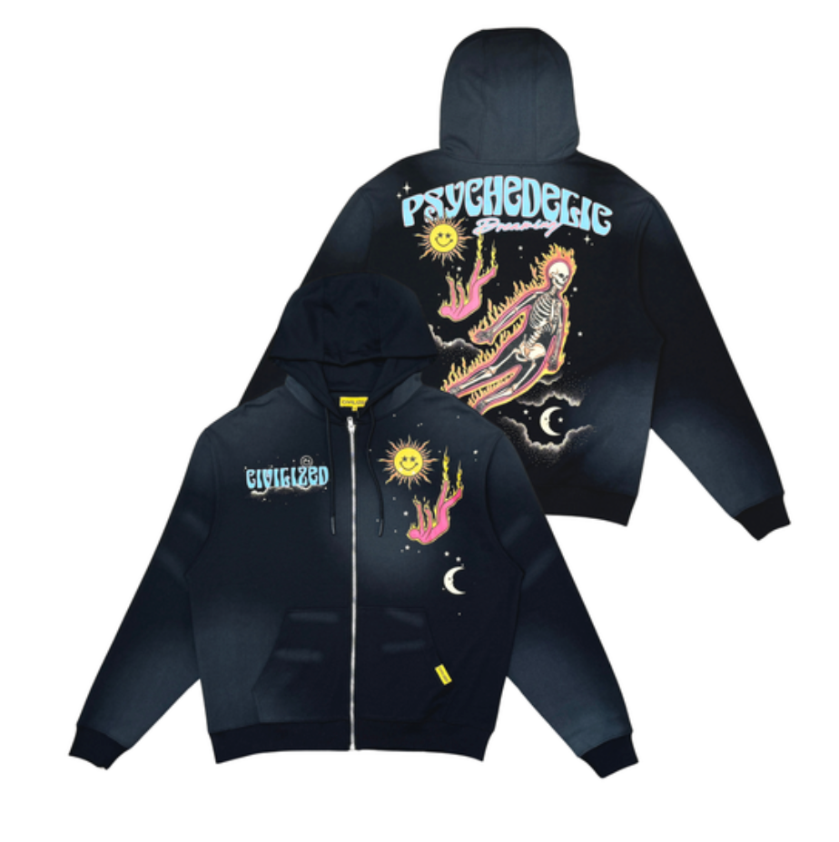 Civilized Zip Up Hoodie - Black