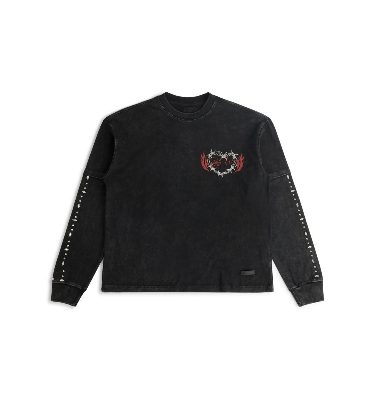 Floating Long Sleeve Tee - Black Acid Wash