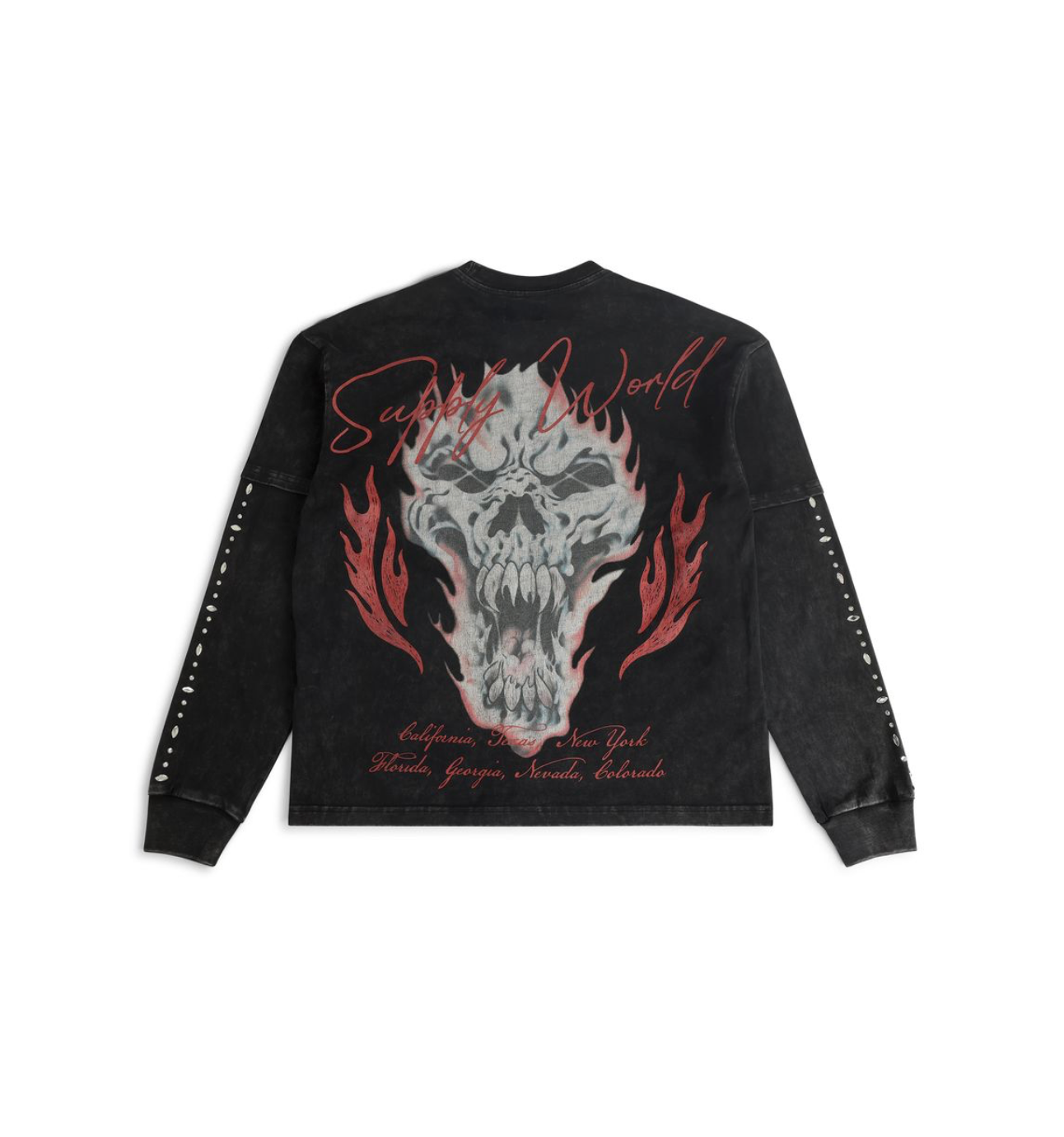 Floating Long Sleeve Tee - Black Acid Wash