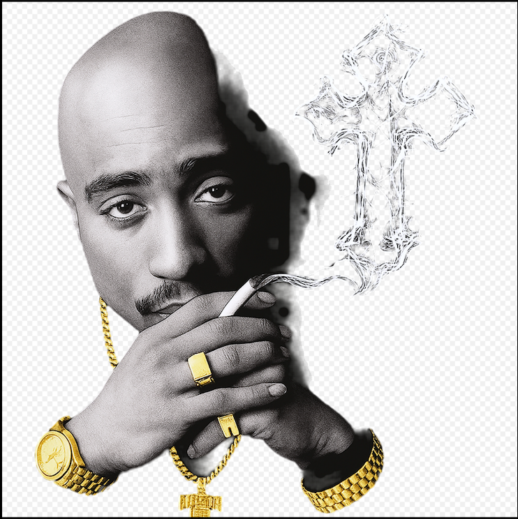 Tupac Smoking Tee Gold Jewerly