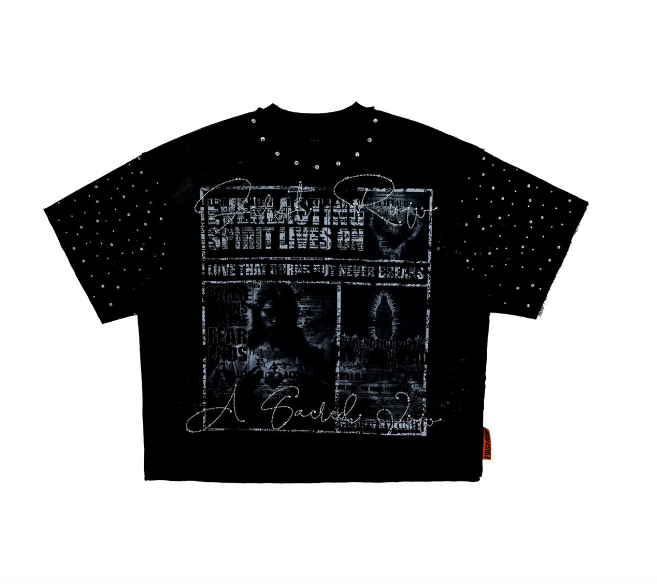 First Row -Spirits Lives On Stone Cropped Fitted Tee - Black
