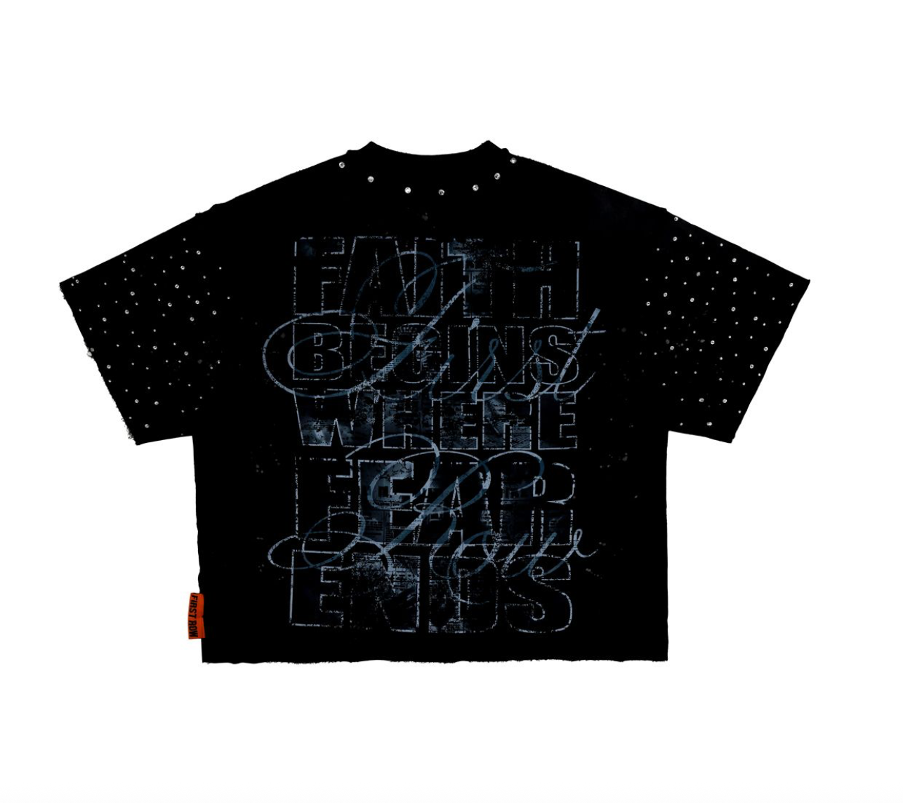 First Row -Spirits Lives On Stone Cropped Fitted Tee - Black