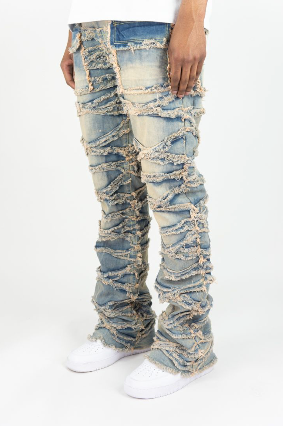 X Fray Stacked Denim Jeans - Vintage Blue