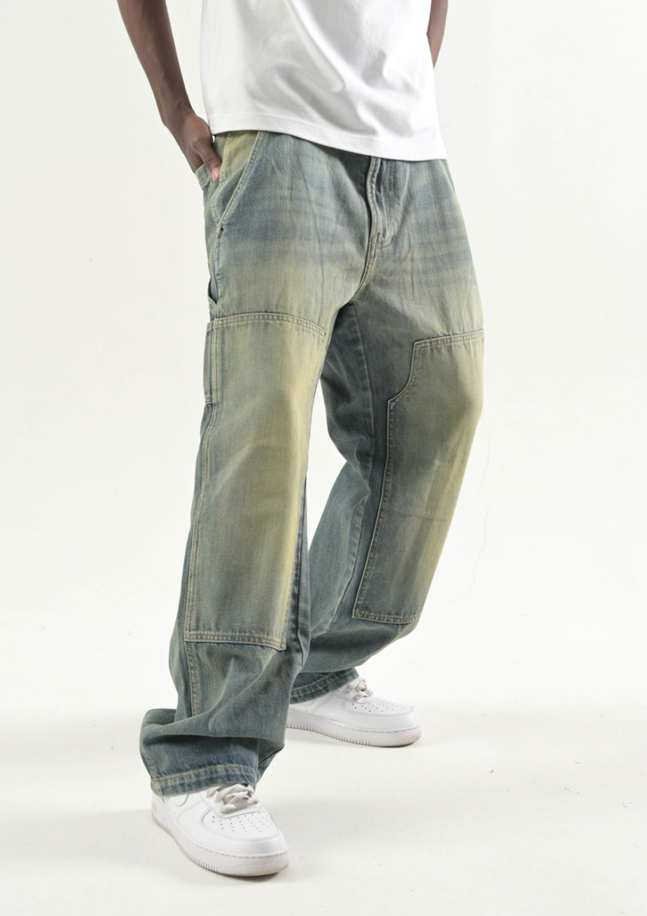 Baggy Fit Workwear Jeans - Wash Blue