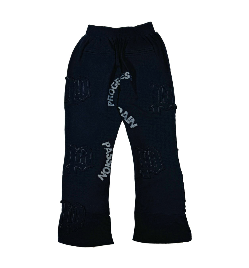 Pain and Progress Stacked Sweats - Black