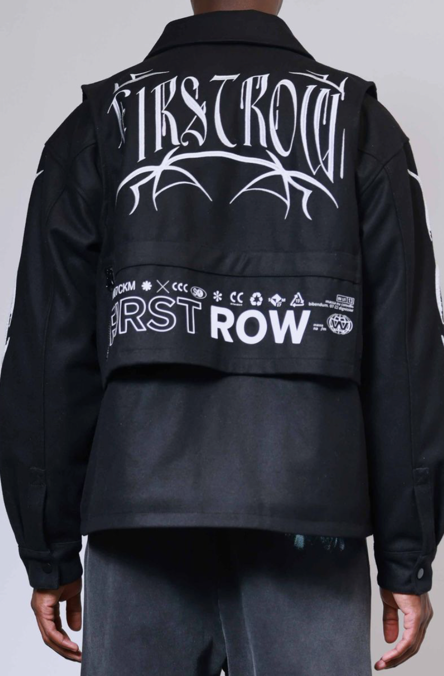 Y2K Tribal Utility Wool Jacket - Black