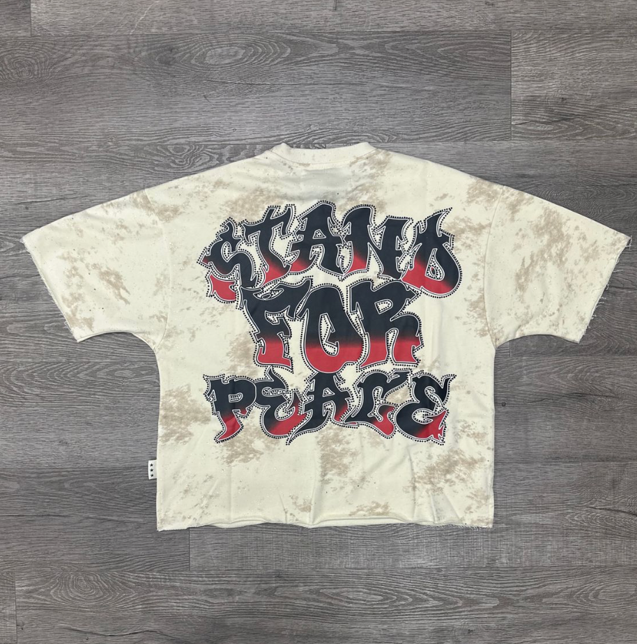 Stand 4 Peace F-Terry Cropped Tee - Off White