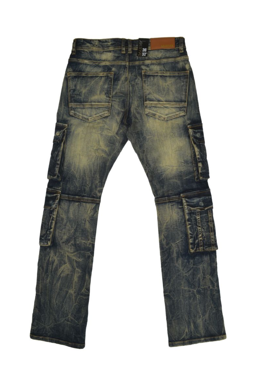 Cargo Flare Jeans - Dk Vintage