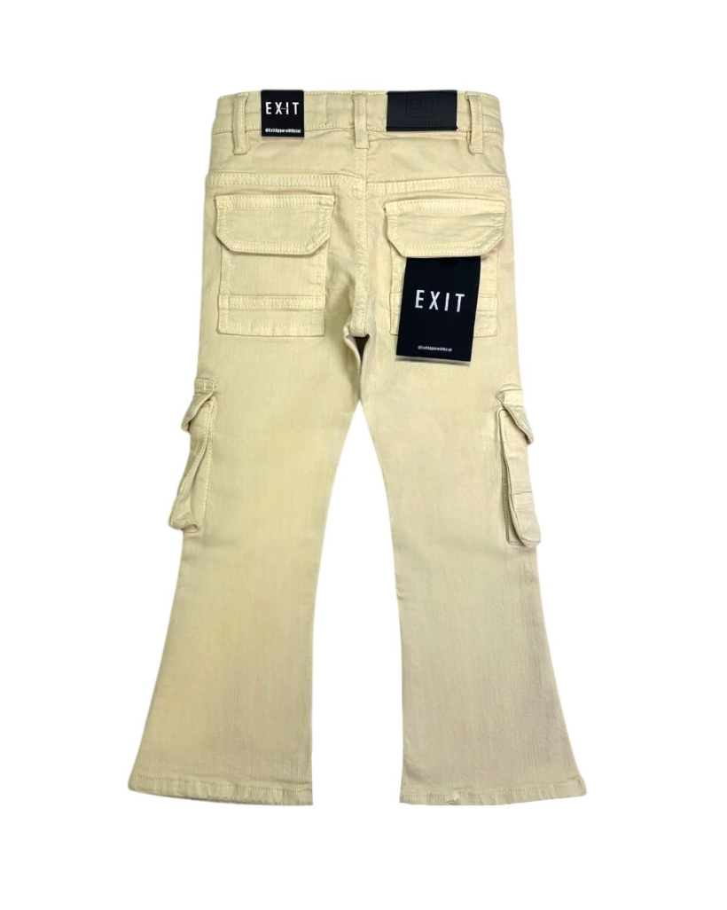 Ks Kids Stacked Cargo Jeans - Beige